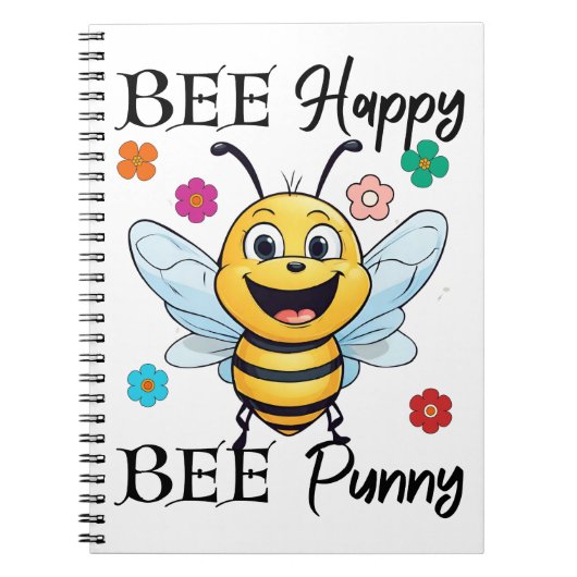 Bee Happy Bee Punny Notizblock (Vorderseite)