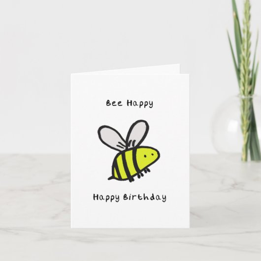 Bee Happy Birthday Card Karte (Vorderseite)