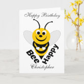 Bee Happy Birthday Karte (Gelbe Blume)
