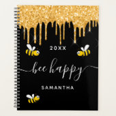 Bee happy black bumble bies Glitzer monogram 2022 Planer (Vorderseite)