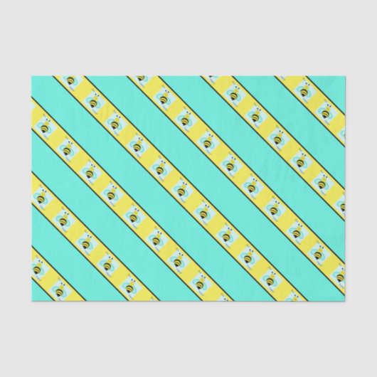 "Bee Happy" Blue Banded Seidenpapier (Vorderseite)