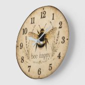 Bee Happy Bumble Bee Große Wanduhr (Winkel)