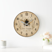 Bee Happy Bumble Bee Große Wanduhr (Zuhause)