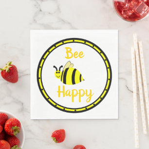 Bee Happy Bumble Bee Party Serviette