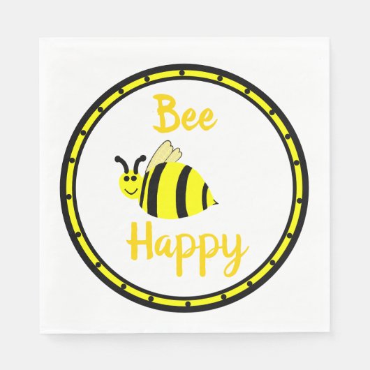Bee Happy Bumble Bee Party Serviette (Vorderseite)