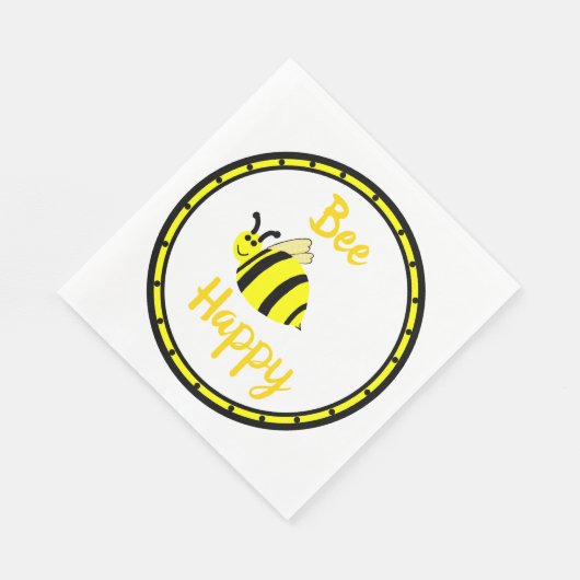 Bee Happy Bumble Bee Party Serviette (Ecke)