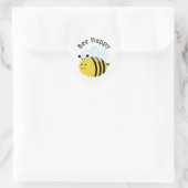 Bee Happy Bumblebee Runder Aufkleber (Tasche)