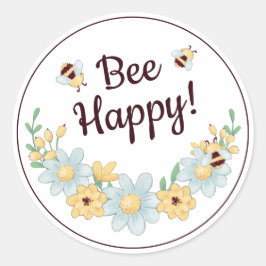 Bee Happy Bumblebee Runder Aufkleber