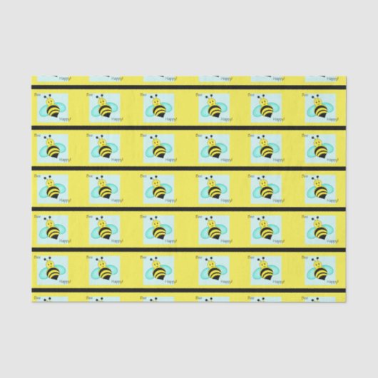 "Bee Happy Bumblebee Tissue Paper Seidenpapier (Vorderseite)