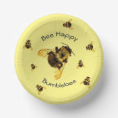 Bee Happy Bumblebees Yellow Pappteller (Vorderseite)