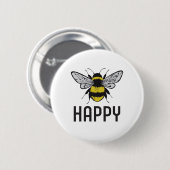 Bee Happy Button (Vorne & Hinten)
