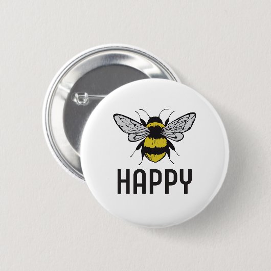 Bee Happy Button (Vorne & Hinten)
