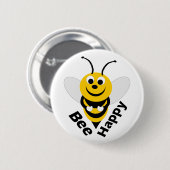 Bee Happy Button (Vorne & Hinten)