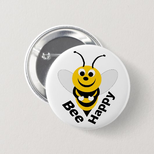 Bee Happy Button (Vorne & Hinten)
