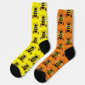 Bee Happy Cartoon Bee Socks Socken (Linkes Detail)