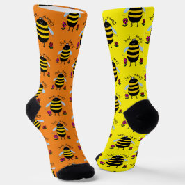 Bee Happy Cartoon Bee Socks Socken