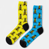 Bee Happy Cartoon Bee Socks Socken (Linkes Detail)