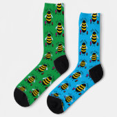 Bee Happy Cartoon Bee Socks Socken (Linkes Detail)