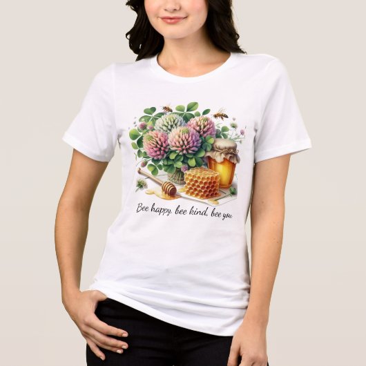 Bee Happy Clover Honey T - Shirt (Vorderseite)