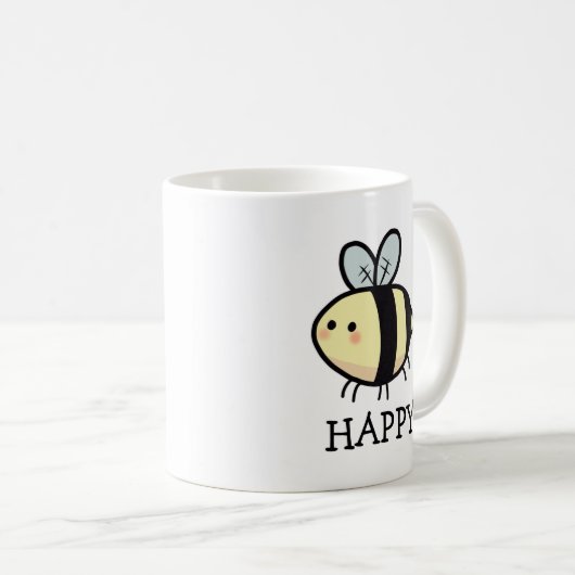 Bee Happy Coffee Tasse (VorderseiteRechts)