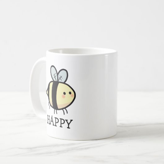 Bee Happy Coffee Tasse (Vorderseite Links)