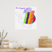 BEE HAPPY Colorful Hummel Poster (Küche)