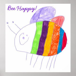 BEE HAPPY Colorful Hummel Poster