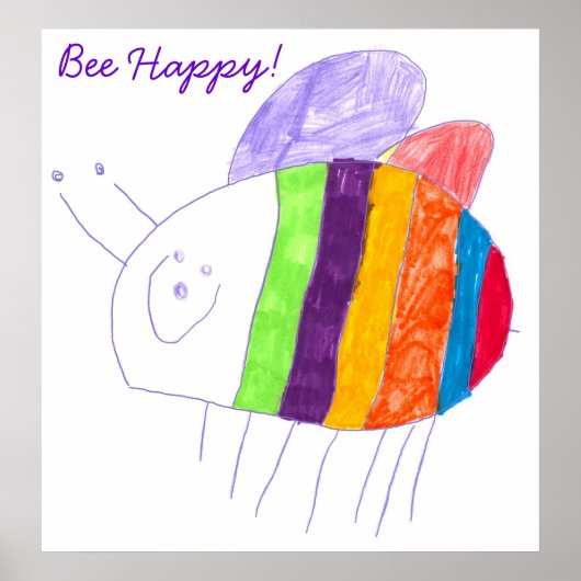 BEE HAPPY Colorful Hummel Poster (Vorne)
