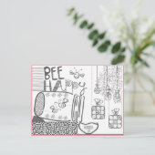 Bee Happy Coloring Postcard Postkarte (Stehend Vorderseite)
