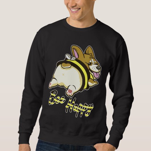 Bee Happy Corgi mit Bienenkostüm Sweatshirt (Vorderseite)