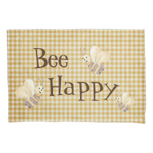 Bee Happy Country Pattern Watercolor Kissenbezug