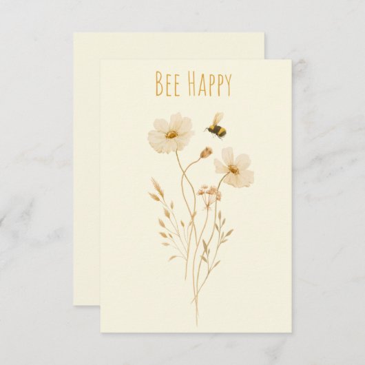 Bee Happy Dankeskarte (Vorne/Hinten)