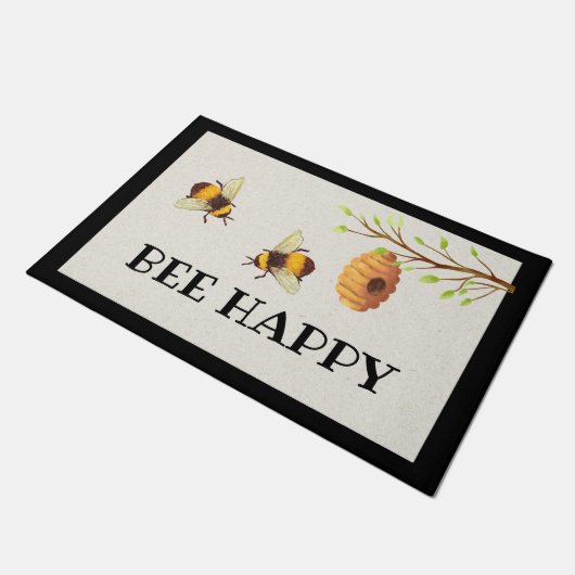 Bee Happy Door Mat Fußmatte (Schrägansicht)