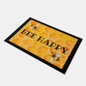 Bee Happy Door Mat mit Honeycomb Fußmatte (Schrägansicht)