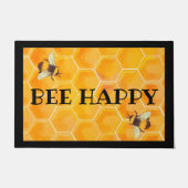 Bee Happy Door Mat mit Honeycomb Fußmatte (Vorderseite)