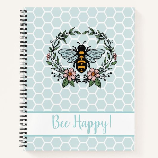 Bee Happy Floral Notizblock (Vorderseite)