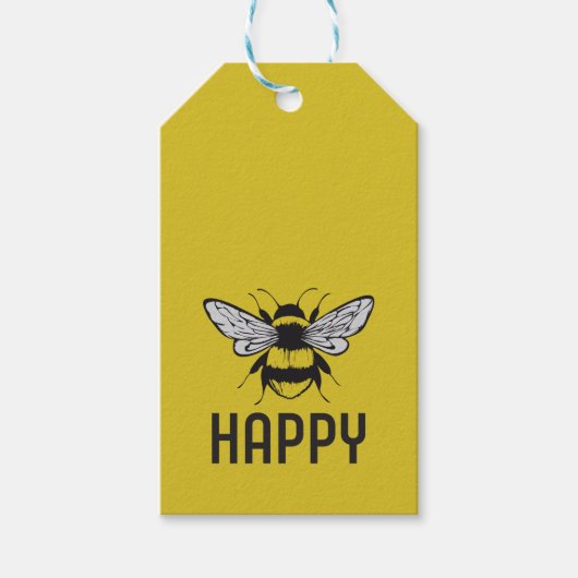 Bee Happy Geschenkanhänger (Vorderseite)