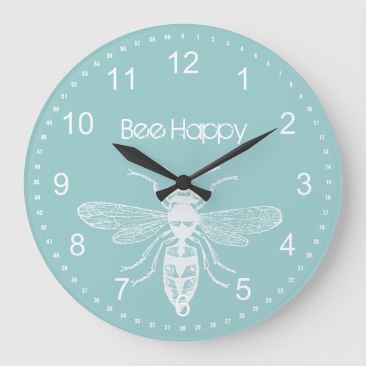 Bee Happy Große Wanduhr (Vorderseite)