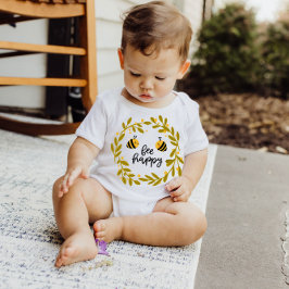 Bee Happy Honey Bee Yellow Stars | Baby Bodysuit Baby Strampler