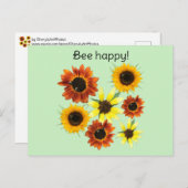 Bee Happy Honey Bees Genießen Sonnenblumen Postkar Postkarte (Vorne/Hinten)