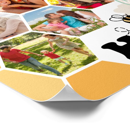 Bee Happy Honeycomb 6 Foto Collage Poster (Ecke)