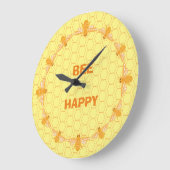 Bee Happy Honeycomb Große Wanduhr (Winkel)