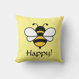 Bee Happy Kissen mit Bienen Bild. bearbeitbar