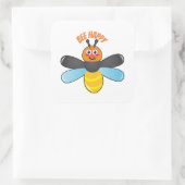 Bee Happy Lächeln Cartoon Firefly Insekt-Charakter Quadratischer Aufkleber (Tasche)