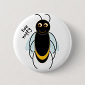 Bee Happy - Lächelnde Biene Button (Vorderseite)