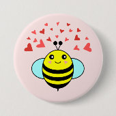 Bee Happy Liebe Herz Button (Vorderseite)