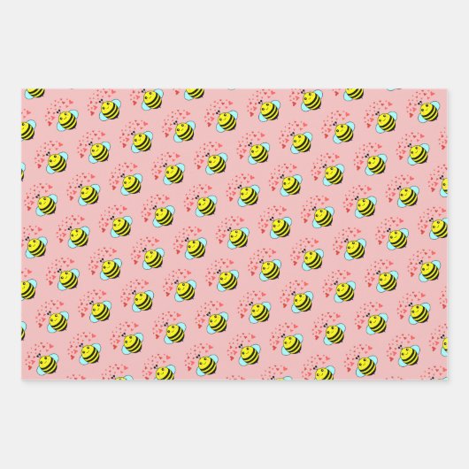 Bee Happy Liebe Herz Geschenkpapier Set (Vorderseite 2)