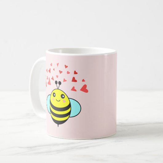 Bee Happy Liebe Herz Kaffeetasse (Vorderseite Links)