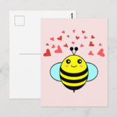 Bee Happy Liebe Herz Postkarte (Vorne/Hinten)
