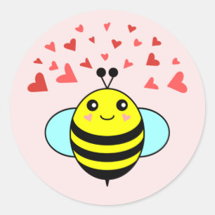 Bee Happy Liebe Herz Runder Aufkleber